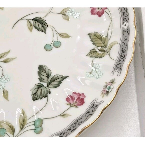 Andrea by Sadek Garden Splendor Cake Plate / Server Serving Set Porcelain 10.5" - Picture 3 of 14